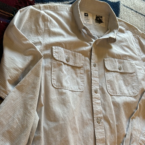 Analog button down shirt size small white and blue pin striped - Picture 5 of 6